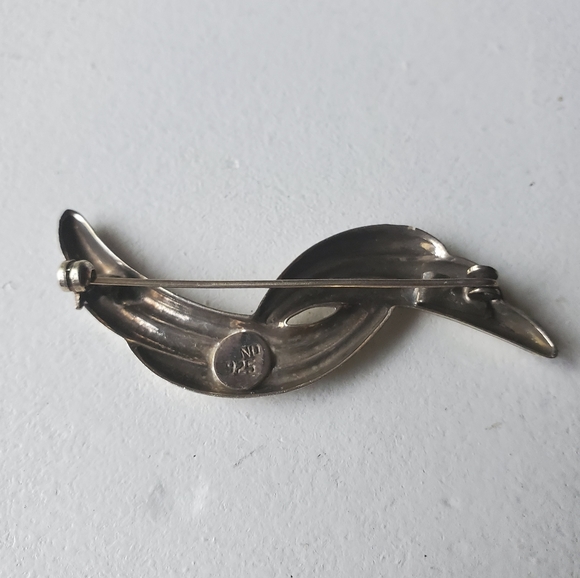 Super Nice STERLING SILVER BROOCH PIN Twisted Knot Flare SUPER SLEEK STYLE! - Picture 3 of 4